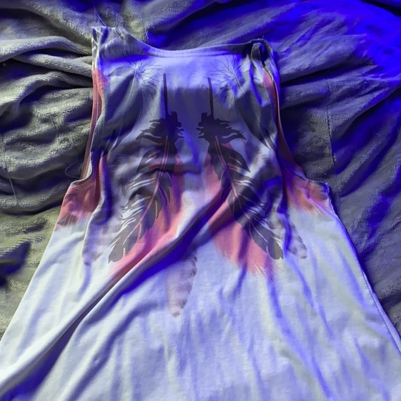 Pink/Grey/White feather top, Size M - Picture 5 of 5